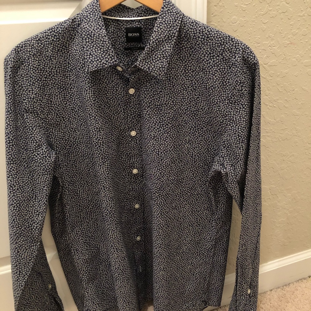 Large Hugo Boss Shirt - blue & white